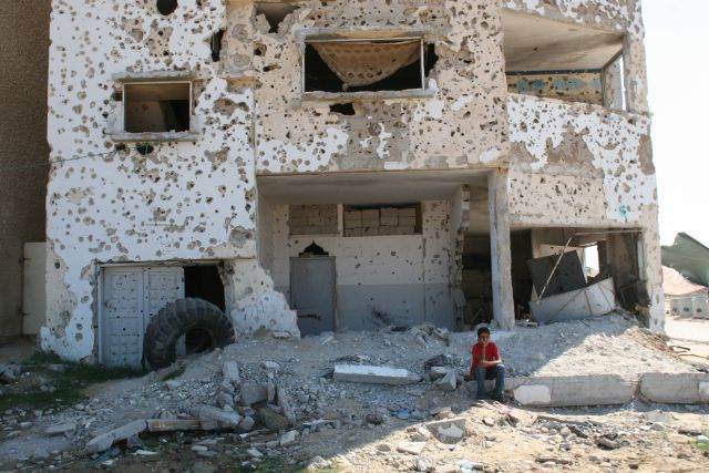 Bullet-riddled home — Gaza Strip
